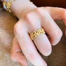 18K Gold Plated Elegant Lady's Adjustable Zirconia Flower Ring