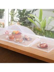 1 pieza Carpa de malla blanca grande plegable y lavable, adecuada para picnics, BBQ, fiestas y comidas al aire libre - Accesorio de cocina antiinsectos - Blanco - Ver 3