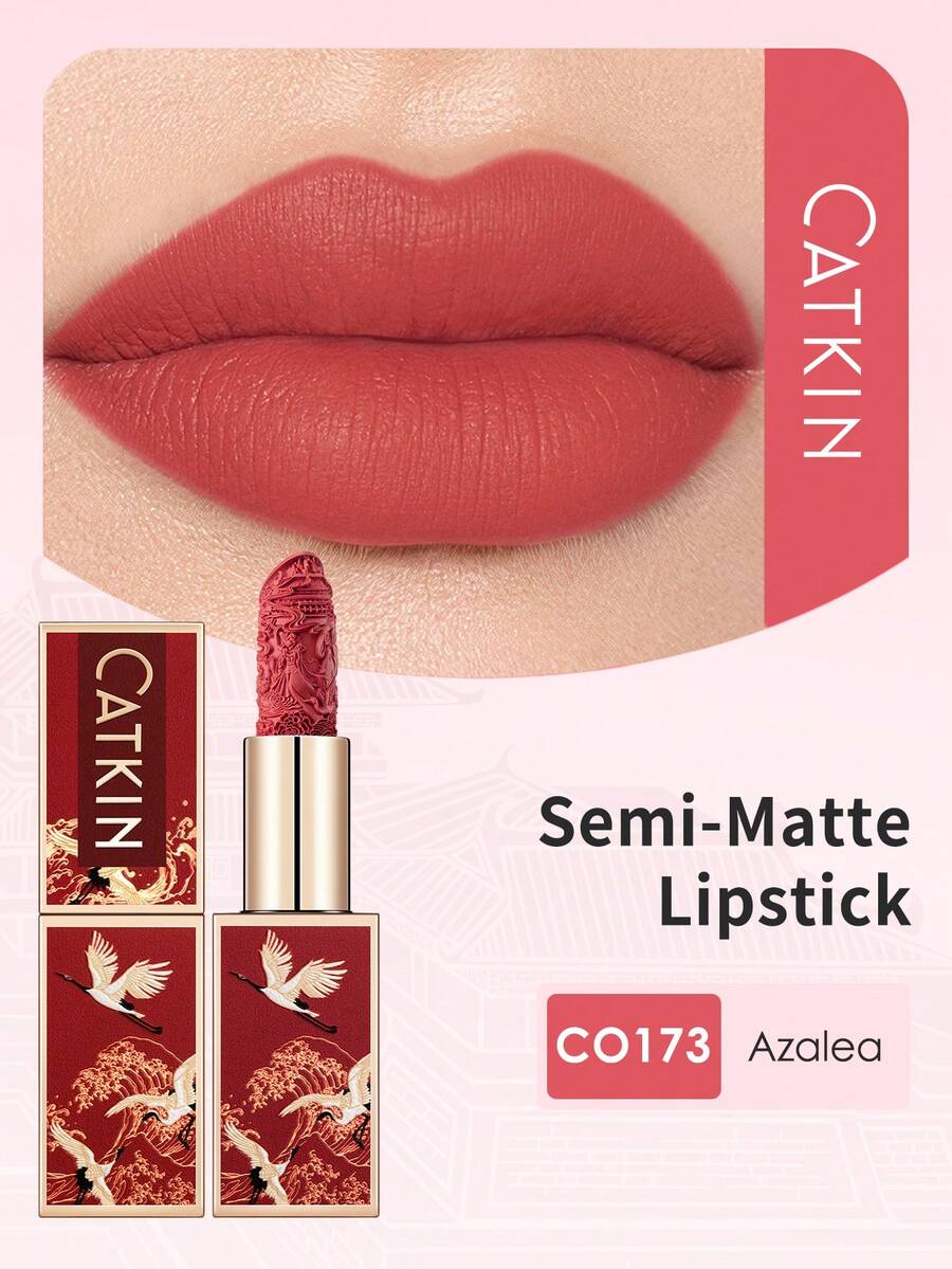 Catkin Rouge Matte Lipstick, Waterproof Long-Lasting Satin Smooth, CO173 Rhododendron Color - CO173 - View 1