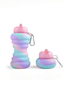 1pc Foldable Silicone Water Bottle 600ml Capacity Suitable For Adults/Children/Made Of High-Quality Silicone, High Temperature Resistant, Suitable For Outdoor, Long-Distance Running, Cycling, Commuting And Other Multi-Purposes - Multicolor - View 3