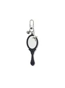 Vintage Girl Mini Mirror Charm Gothic Style Keychain,With Bell And Four Pointed Star,Makeup Mirror Bag Pendant,Perfect Gift For Birthdays & Special Occasions,Key Chain Ring Bag Backpack Charm Car Hanging Pendant Women Girls Gift,Wallet And Handbag Accessories, Keychain Phone Case Accessories,Four Colors Available