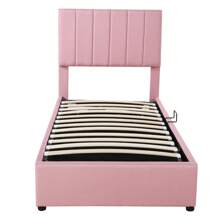 Letto per bambini, letto imbottito per bambini 90x200 cm, letto contenitore con contenitore, letto singolo per bambini, biancheria da letto delicata sulla pelle, rosa