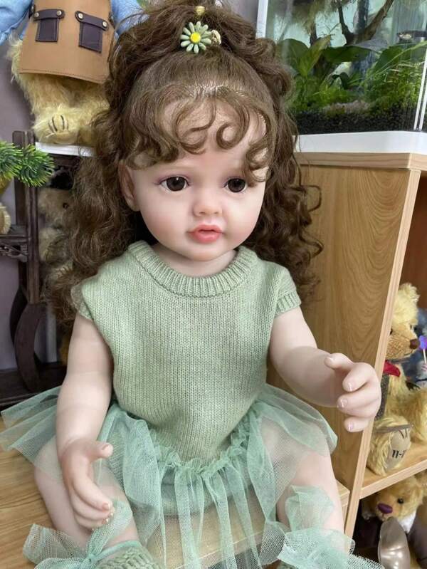 1pc 55cm Handmade Transplant Hair Reborn Dolls Full Soft Vinyl Body Like A Real Doll Playmates Companion Toy Birthday Gift