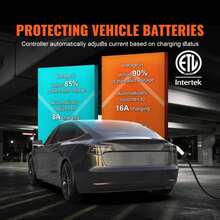 Level 1+2 Portable EV Charger, 16 Amp 120V Or 240V, Electric Vehicle Charger With 28-Foot Charging Cable NEMA 6-20P Plug NEMA 5-15 Adapter, Plug-In Home EV Charging Station For SAE J1772 EVs - US A Type Plug(110-127V) - View 4