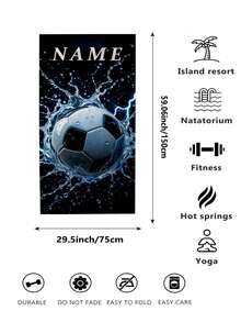 SRH 1 pezzo Asciugamano da spiaggia personalizzato, sfondo blu navy con pallone da calcio a schizzi in bianco e nero e fulmini, che trasmette una forte sensazione sportiva. Testo personalizzabile, opzioni di carattere e colore multipli. Materiale in microfibra leggero da 240 g/m², super assorbente, adatto per bagno, spiaggia, piscina. Un regalo personalizzato ideale per famiglia, amici, vacanze estive, Ognissanti, Natale, laurea, matrimonio, compleanno - Multicolore - Visualizzare 11