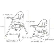 1pc Baby High Chair, Non-Adjustable Children's Table And Chair Set, Two-Layer Dining Chair, Dual-Use High & Low Chair, Detachable Toddler Feeding Chair, Home Use - Khaki - View 3