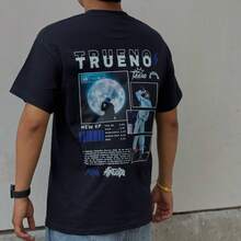 Playera de trueno Historia  Liso    Primavera  Otoño  Verano    Regular    Asimétrico - Negro - Ver 3