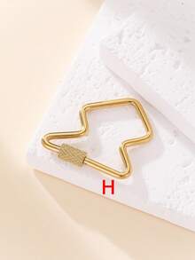 1件多功能不锈钢方形登山扣吊坠项链/手链配饰，可拆卸，个性化设计，镀金 - 金黃色 - 查看 10