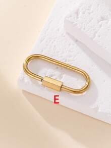 1件多功能不锈钢方形登山扣吊坠项链/手链配饰，可拆卸，个性化设计，镀金 - 金黃色 - 查看 18