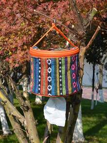 1 pezzo Custodia per fazzoletti da esterno, borsa portaoggetti per rotoli di carta da campeggio, porta rotolo di carta igienica per auto e casa, portafazzoletti portatile da appendere alla tenda, stile nazionale, pieghevole, scatola di immagazzinaggio per accessori da campeggio