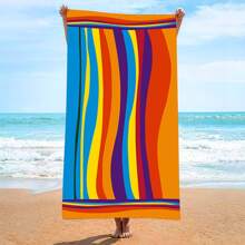 1pc Super Soft Microfiber Beach Towel, Water-Absorbent Quick-Dry Anti-UV Adult Beach Towel With Rainbow Pattern, For Travel, Swimming Pool