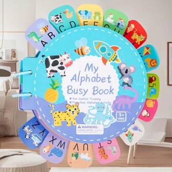 Libro de pegatinas silencioso de educación temprana en inglés para niños, juguete educativo inteligente libro silencioso de alfabeto para bebés