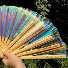 Personalized Custom Clacker Fans ,Graduation Hand Fans, Folding Hand Fan, Hand Fans For Party,Rave Dancing Fan, Iridescent Hand Fan, Rave Fan - Multicolor - View 4