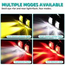 Heyword Heyword 1pc/2pcs External LED Lights For Cars And Motorcycles, Ultra-High Brightness, High And Low Beam Lights, Explosive Flashing Yellow, White, Red, And Three Color Freely Changing Flashing Lights, Off-Road Vehicle Universal Lighting Work Lights