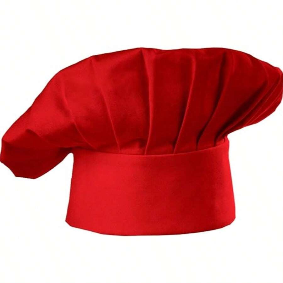 Chef Hat Adult Adjustable Elastic Baker Kitchen Cooking Chef Cap Chef Hat Elastic Baker Kitchen Cooking Chef Cap - Màu Đỏ Sâu - Xem 1