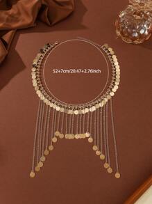 1 pieza Tocado de cabeza con lentejuelas onduladas con flecos dorados, elegante joyería de novia cadena para el cabello, adecuado para que las mujeres lo usen en fiestas, reuniones y actuaciones