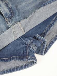 Y2K 夏季极简主义 A 字裙裤，女士牛仔迷你裙，侧开衩高腰牛仔短裤