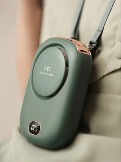 1 Pieza Ventilador de cuello portátil recargable de 2000mAh para uso al aire libre en verano, mini ventilador de enfriamiento de aire