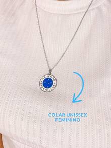 Necklace Cord Chain 55cm Unisex Pendant Team Cruzeiro Sports Club Raposa Celeste Stainless Steel - 銀色 - 查看 5