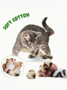 5pcs/10pcs Plush Cat Toys Balls - Interactive Pets Toys Plush Balls With Morp Stripes, Suitable For Cats And Dogs - Soft, No Battery Required