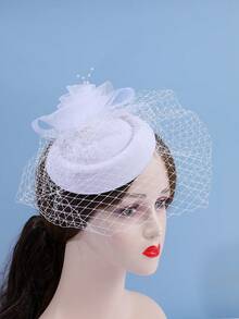 1 件优雅女士网纱迷人发夹，新娘婚礼装饰头饰秋季女士服装