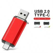 Biyetimi High Speed OTG USB Flash Drive 64GB/128GB Rotating USB Stick 32GB/8GB Compatible With Android/PC, Business Gift - Red - View 5