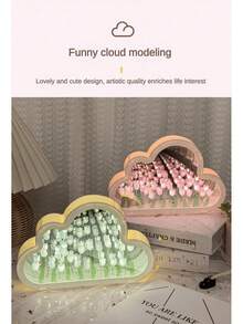 1 件 DIY 郁金香小夜灯，现代花卉设计，浪漫礼物，手工制作的人造花小夜灯配件材料包，情人节礼物，家居装饰，桌面装饰，生日礼物，办公室，床头柜，一份漂亮的手工礼物！