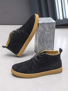 Zapatillas deportivas de media caña simples y casuales de moda para hombre, transpirables - Negro - Ver 1