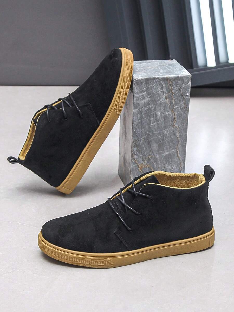 Zapatillas deportivas de media caña simples y casuales de moda para hombre, transpirables - Negro - Ver 1