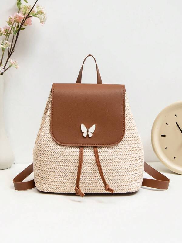 Zaino intrecciato di grande capacità, borsa da viaggio pratica da tenere in mano, accessorio essenziale per le donne, necessità per le vacanze estive
