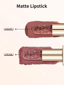 CATKIN Rouge Matte Engraved Lipstick, Waterproof Long-Lasting Satin Smooth Lip Color CR176 Chestnut Brown - CR176 - View 9