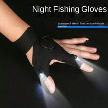 LED Illuminated Fishing Gloves For Emergency Repair, Night Fishing Lighting Gloves, Finger Lights Gloves