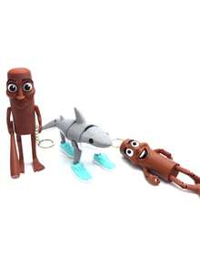 1pc Funny, Abstract, Quirky - Tungtungsahur And Tralalo Shark, Puppet Stick Figure Key Chain, Movable Arm Desk Decor, Office Stress Relief Toy, Tabletop Ornament, Party Favor, Suitable For Bag & Wallet Charm - Multicolor - View 9
