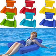 1pc Inflatable 3-Tube Lounger Chair, Foldable Inflatable Floating Mattress, Water Recreation Hammock Bed - Multicolor - View 2