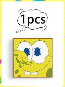 SPONGEBOB Marco de fotos colgante con pintura de Bob Esponja, pintura decorativa para cuarto de niños, mural de dibujos animados adorables de Bob Esponja, pintura de cabecera para dormitorio de niño, pintura colgante para dormitorio de niña, pintura decorativa colgante - Multicolor - Ver 2
