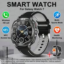 GUHUAVMI 2025 New Smart Watch Compatible With Galaxy Watch 7, Wireless Calling/Dial, 1.43inch AMOLED Full Screen Touch, AI Voice, Info Push, NFC Access Control, SOS Call Smartwatch, ECG/Heart Rate/Sleep Monitoring, Fitness Tracker, Health Smartwatch For Men Women, Compatible With Android IOS