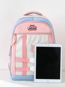 Nuevo juego de cuatro piezas de mochila para la temporada de vuelta al colegio, diseño de color sencillo y lindo con elemento de estrella de cinco puntas de béisbol, mochila de gran capacidad clásica y versátil, apertura de cremallera, plegable, con múltiples bolsillos y compartimentos, que incluye bolsa escolar, bolso bandolera, estuche de lápices y monedero redondo pequeño, mochila juvenil. Bolsa escolar imprescindible, adecuada tanto para niños como para niñas.