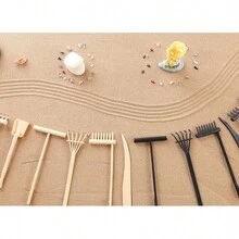6pcs Zen Garden Rake, Sand Zen Garden Tools Office, Elegant Zen Garden Tools, Meditation Rock Sand Garden Accessories(Black) - 1 - 查看 7