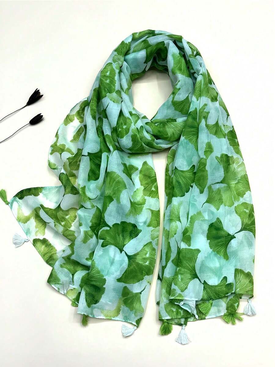 1pc Women's Simple Printed Scarf, New Autumn/Winter Warm Neck Wrap, Versatile Shawl, Fashionable Sun Protection Shawl - Multicolor - View 1
