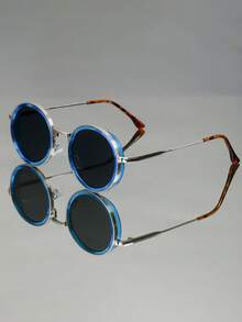 Classic Retro Metal Circular Fashion Versatile Fashion Glasses For Women And Men, Suitable For Runway, Outdoor, Holiday, Street Style, Casual, Beach, Party, Gathering, Travel, Work, Elegant Couple Accessory