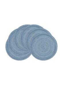 1 Pc/4 Pcs/8 Pcs Round Woven Cup Coasters (18cm)/Placemats (36cm), Home-Use Round Anti-Dirty Heat-Insulated Placemats, Practical Anti-Scald Mats For Weddings And Events, Washable Kitchen Table Pads, Suitable For Family Gatherings, Weddings, Parties And Daily Home Dining, Blue Color