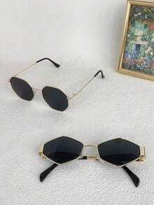2 piezas Gafas de moda de metal multipolígono para mujeres - Multicolor - Ver 4
