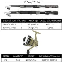 Grau gemustertes leichtes Angel-Ruten-und-Rolle-Set, verpassen Sie es nicht! Rutenlänge 1,8m/2,1m, reibungsloser und müheloser Rollenantrieb, komplettes Set an Angelzubehör enthalten