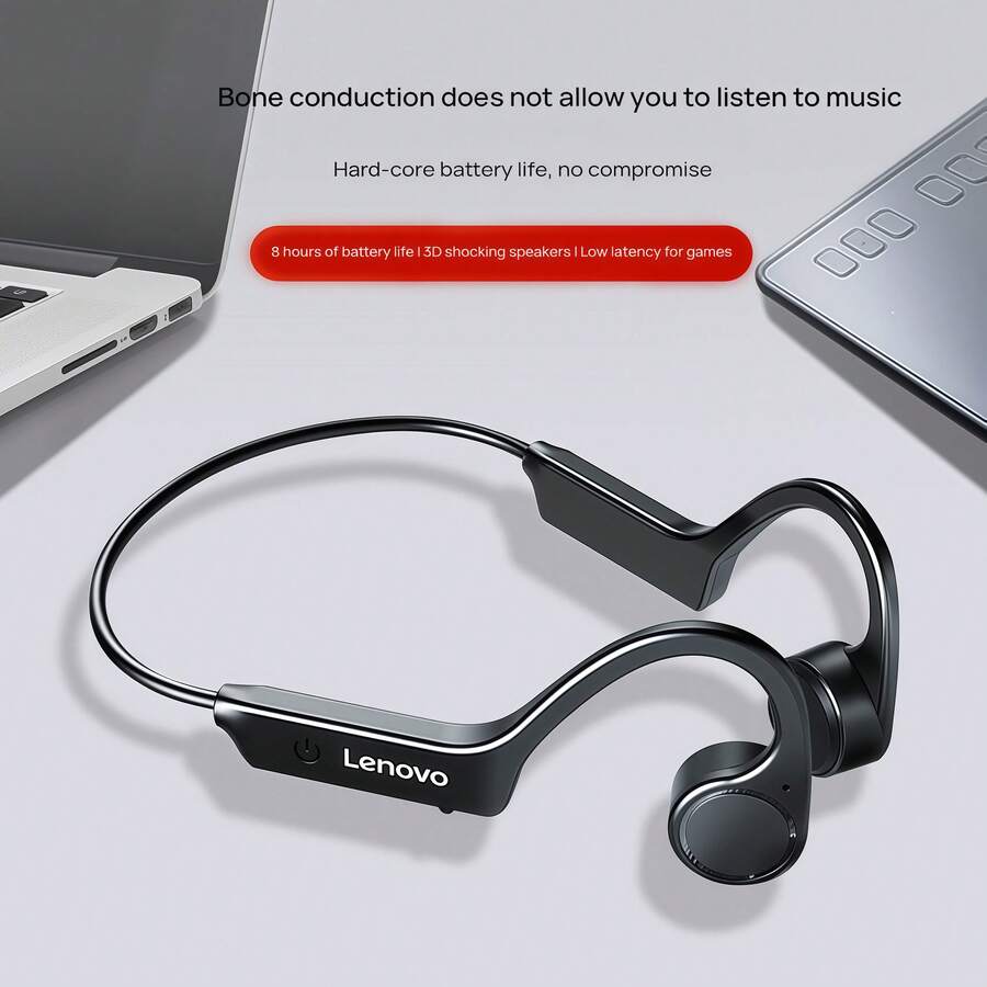 Lenovo 新一代骨傳導藍牙耳機X4 定向傳音3.0技術 無損音質 超低延遲 多設備秒切 黑色 - 黑色 - 查看 1