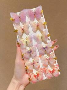 6/12 Pcs Butterfly Cute Boho Double Layer Mesh Butterfly Hairpins, Simple And Versatile Daily Headwear
