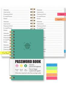 1pc Simple Password Book, Minimalist 52 Sheets Advanced Address Password Manager With Website Password Quick Access Username And Password Storage Perfect For Home Office Internet Computer Logins,Back To School Supplies