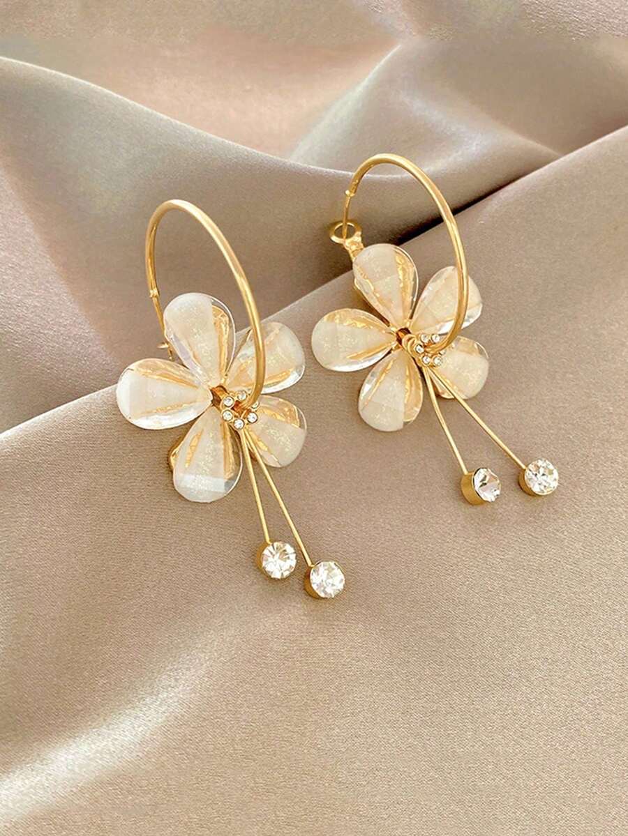 1 Cặp Hoa tai pha lê hình tròn mặt dây chuyền dài phong cách tối giản, thích hợp cho phụ nữ sử dụng hàng ngày
