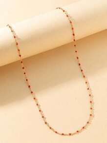 1 Stück Damen Buntes Perlen Choker Halskette, einfaches & elegantes böhmischer Stil Perlen Schmuckgeschenk