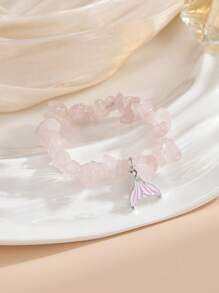 1pc Asymmetrical Natural Stone Starfish, Shell, Mermaid Tail, Dolphin, Butterfly Pendant Beach-Style Fashion Bracelet For Women, Summer Holiday Beach Ocean Decor