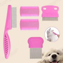 5 peças de pentes de dupla face para animais de estimação para limpeza de pulgas, carrapatos, caspa e remoção de manchas de lágrimas - Pente de dentes finos para cães e gatos - Pente de limpeza para manter os pelos dos animais de estimação saudáveis e brilhantes